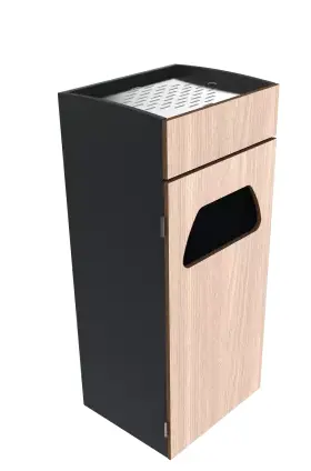 [36340] CENDRIER CORBEILLE DARIA 2L + 20L H750MM HPL CHENE CLAIR