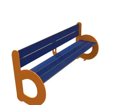 BANC NINOU PIED LETTRE "B" H330MM METAL JAUNE RAL 1033 HPL LAMES BLEU