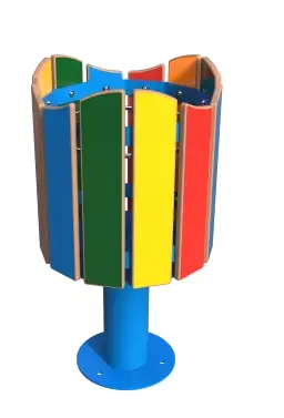 [39603] CORBEILLE ODEO RONDE 20L /PL METAL BLEU RAL 5017 HPL LAMES BLEU +JAUNE +VERT +ROUGE