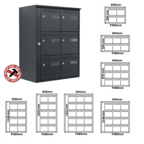 Boite aux lettres Usage Exterieur  (6 boîtes tirant droit)