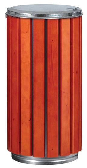 ZENO PROTEC Corbeille à poser ou à fixer 80L Bois couvercle plein  (GALVANISE)