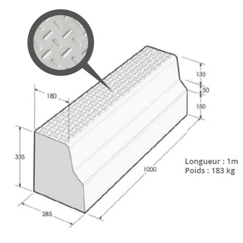Bordure quai bus PMR (Bordure droite)
