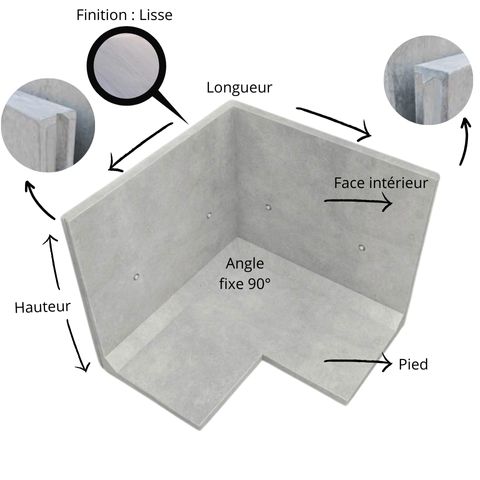[CLF10GSVH50x100] Mur de soutènement en L angle fixe 90°  (100, 50)