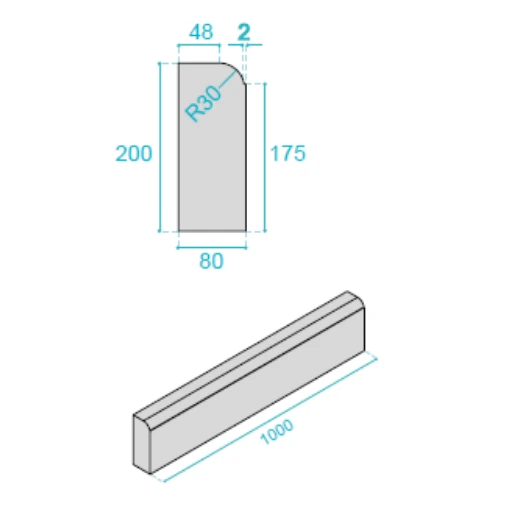 BORDURE P1 GRISE 100CM CL.T 