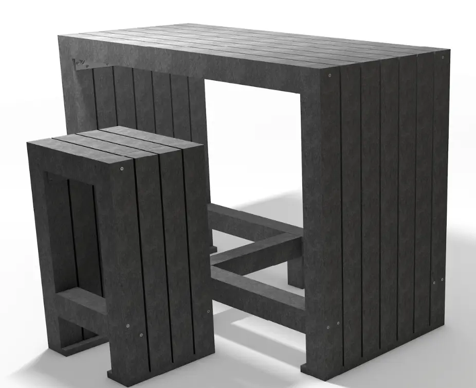 [4300159] Table haute bar CALERO 150x67x110 cm gris