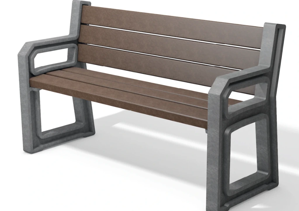[4300165] Banc Rehausse TARLO avec dossier 160x57.5x95 cm gris / marron